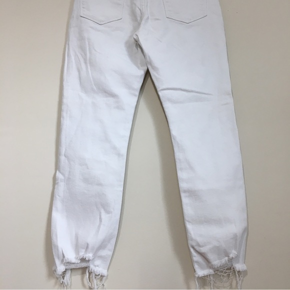 L.T.J. Letter To Juliet High Rise White Romeo Distressed Straight Raw Hem Jeans - Picture 6 of 16